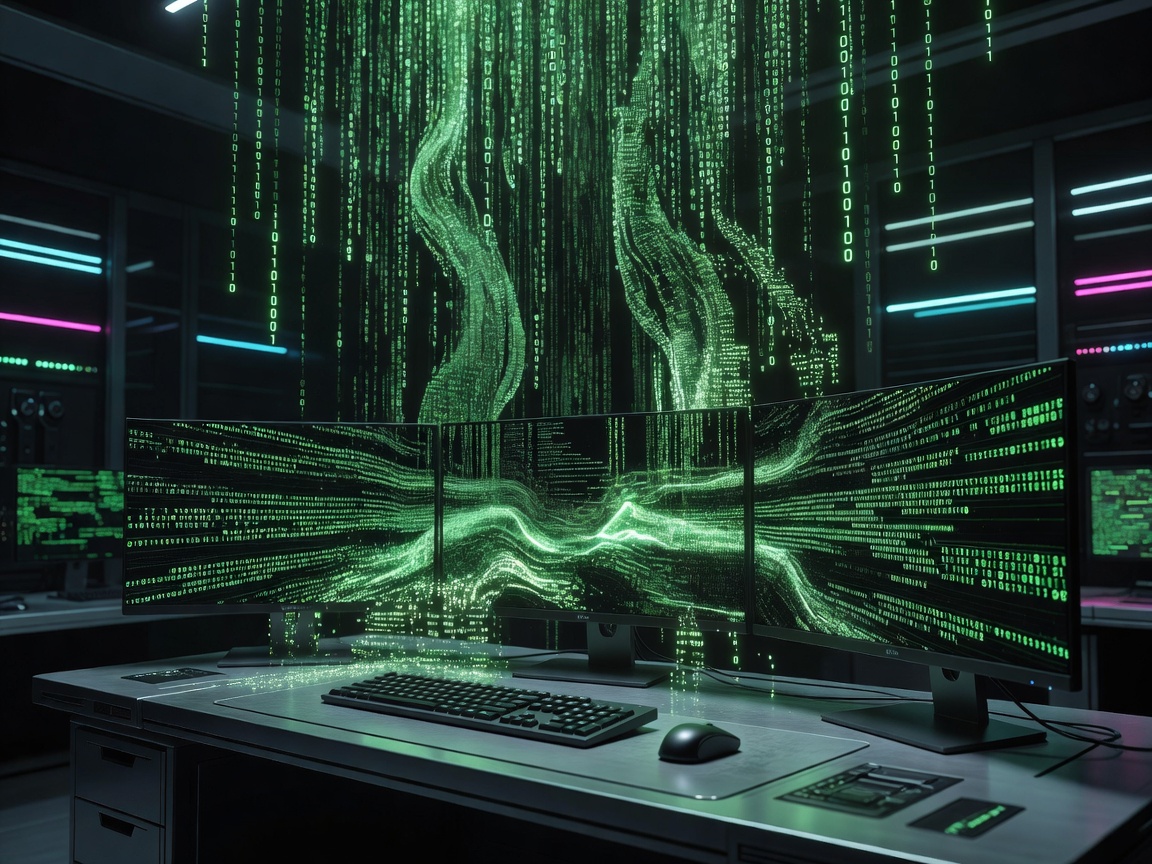 Digital Matrix gold and green code stream for Context Architecture article